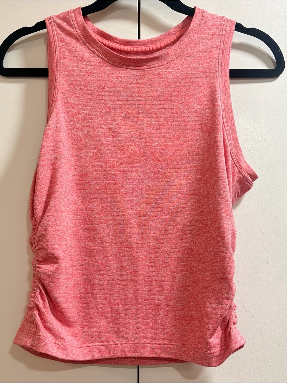 Lululemon Heathered Coral Pink Side Ruched High Neck Tank Top